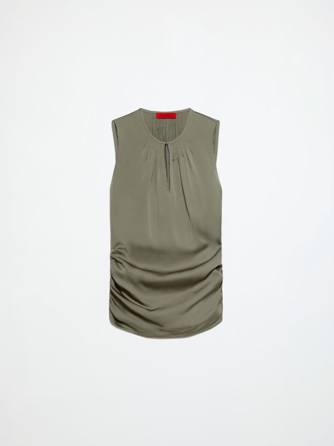 Top in raso con drappeggi | Max&Co Top in raso di viscosa color kaki con drappeggio sul fianco destro e spacco sul fianco sinistro. | Max&Co