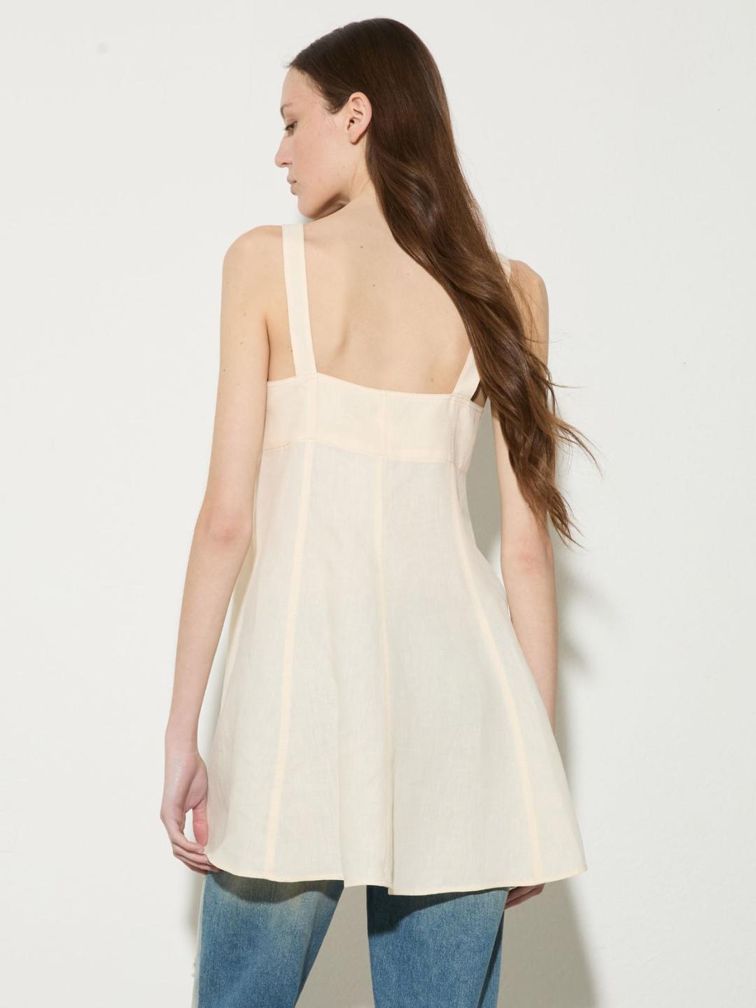 Top fit & flare in puro lino | Max&Co Top fit & flare in puro lino - vista alternativa - 1 | Max&Co