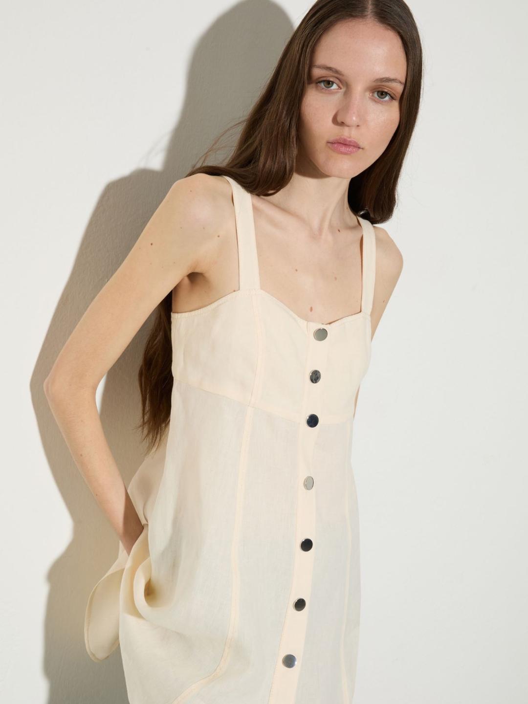 Top fit & flare in puro lino | Max&Co Top fit & flare in puro lino - vista alternativa - 1 | Max&Co