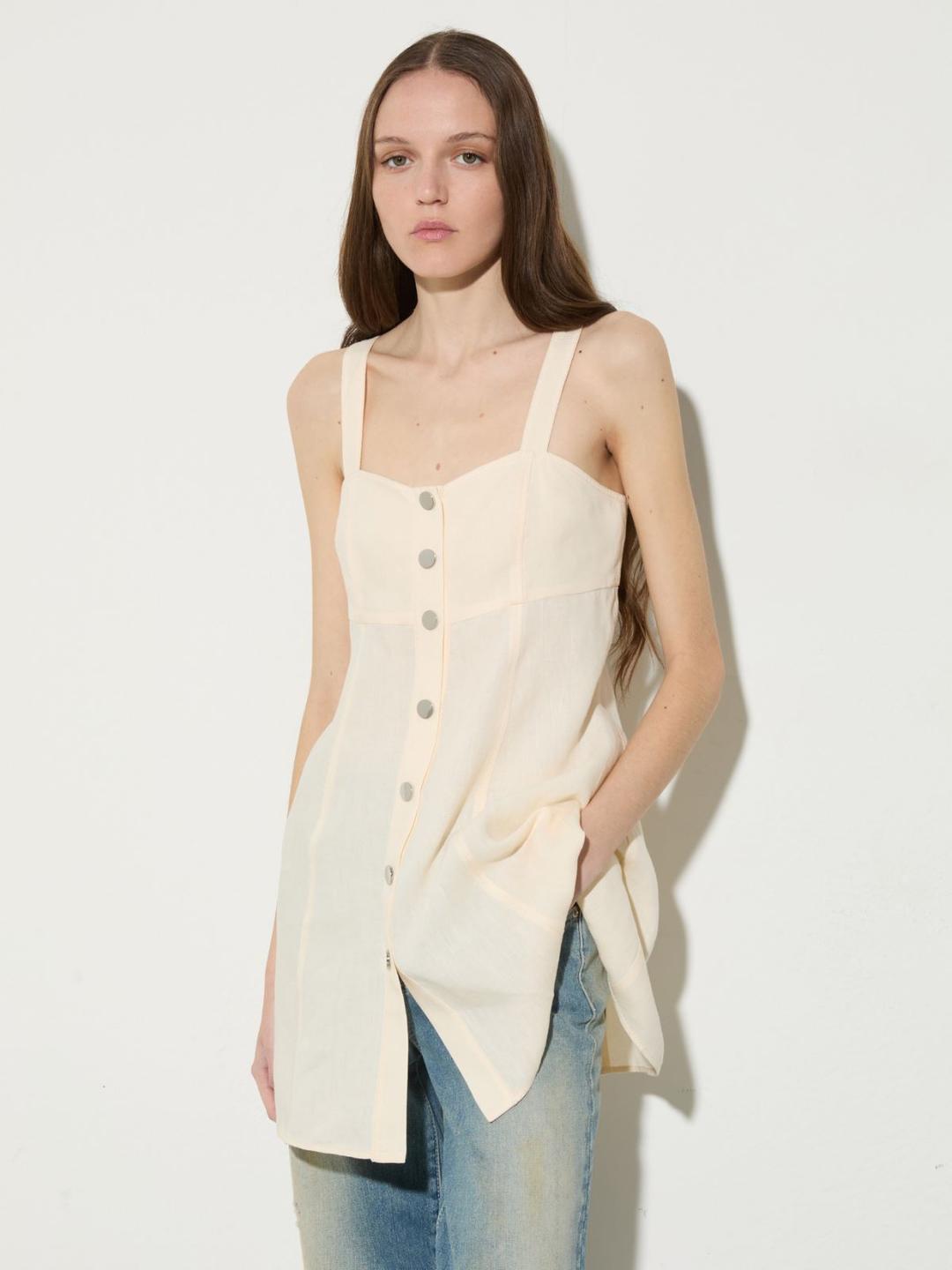Top fit & flare in puro lino | Max&Co Top fit & flare in puro lino - vista alternativa - 1 | Max&Co