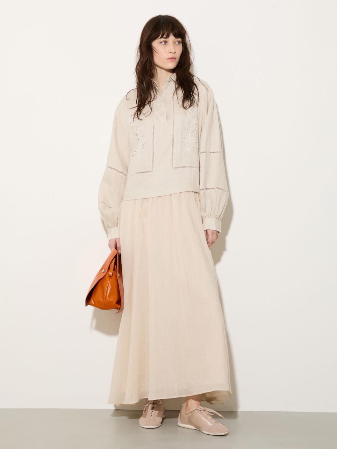 Abito lungo in lino e mussola | Max&Co Abito lungo in lino e mussola - vista alternativa - 0 | Max&Co