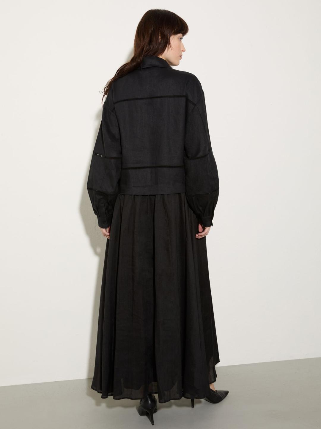 Abito lungo in lino e mussola | Max&Co Abito lungo in lino e mussola - vista alternativa - 1 | Max&Co