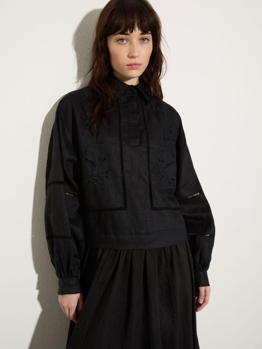 Abito lungo in lino e mussola | Max&Co Abito lungo in lino e mussola - vista alternativa - 1 | Max&Co