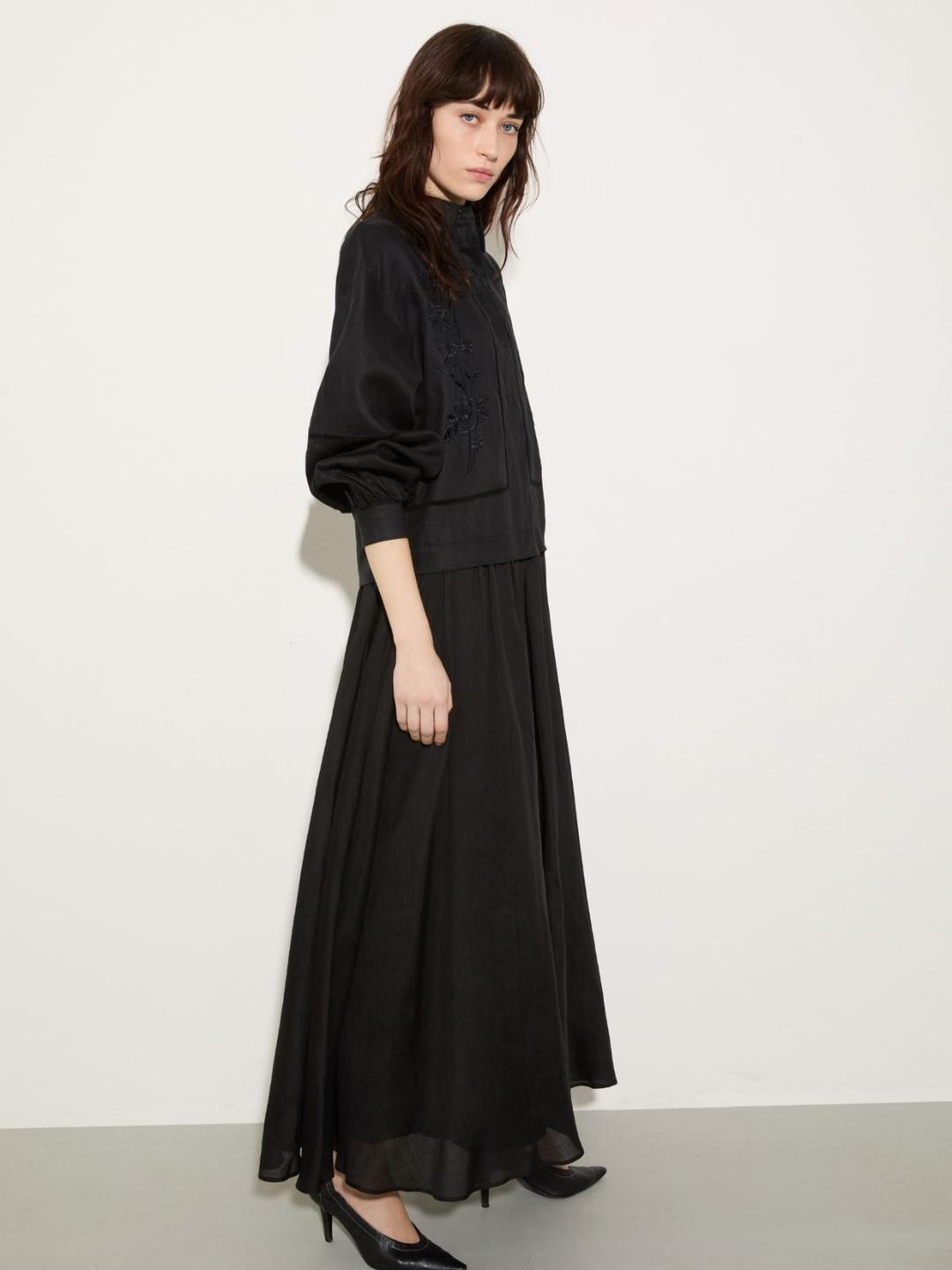 Abito lungo in lino e mussola | Max&Co Abito lungo in lino e mussola - vista alternativa - 1 | Max&Co