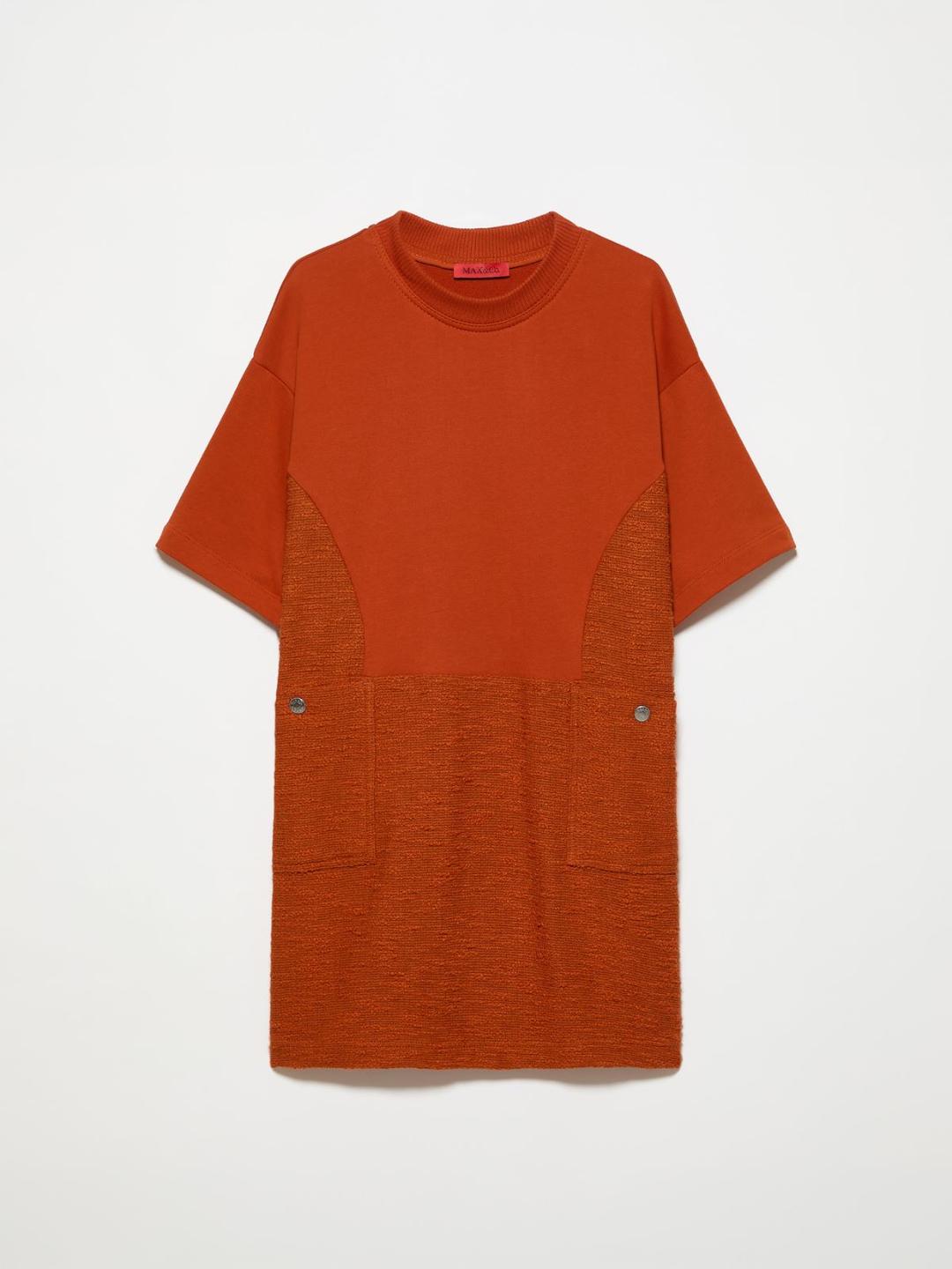 Abito in felpa e stuoia | Max&Co Abito in felpa e stuoia arancione con tasche applicate sul davanti e girocollo. | Max&Co