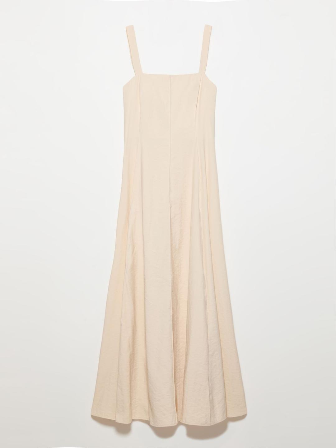 Abito princesse in nylon fluido | Max&Co Abito da donna color latte in nylon fluido con taglio a princesse e drappeggio asimmetrico sul fondo. | Max&Co