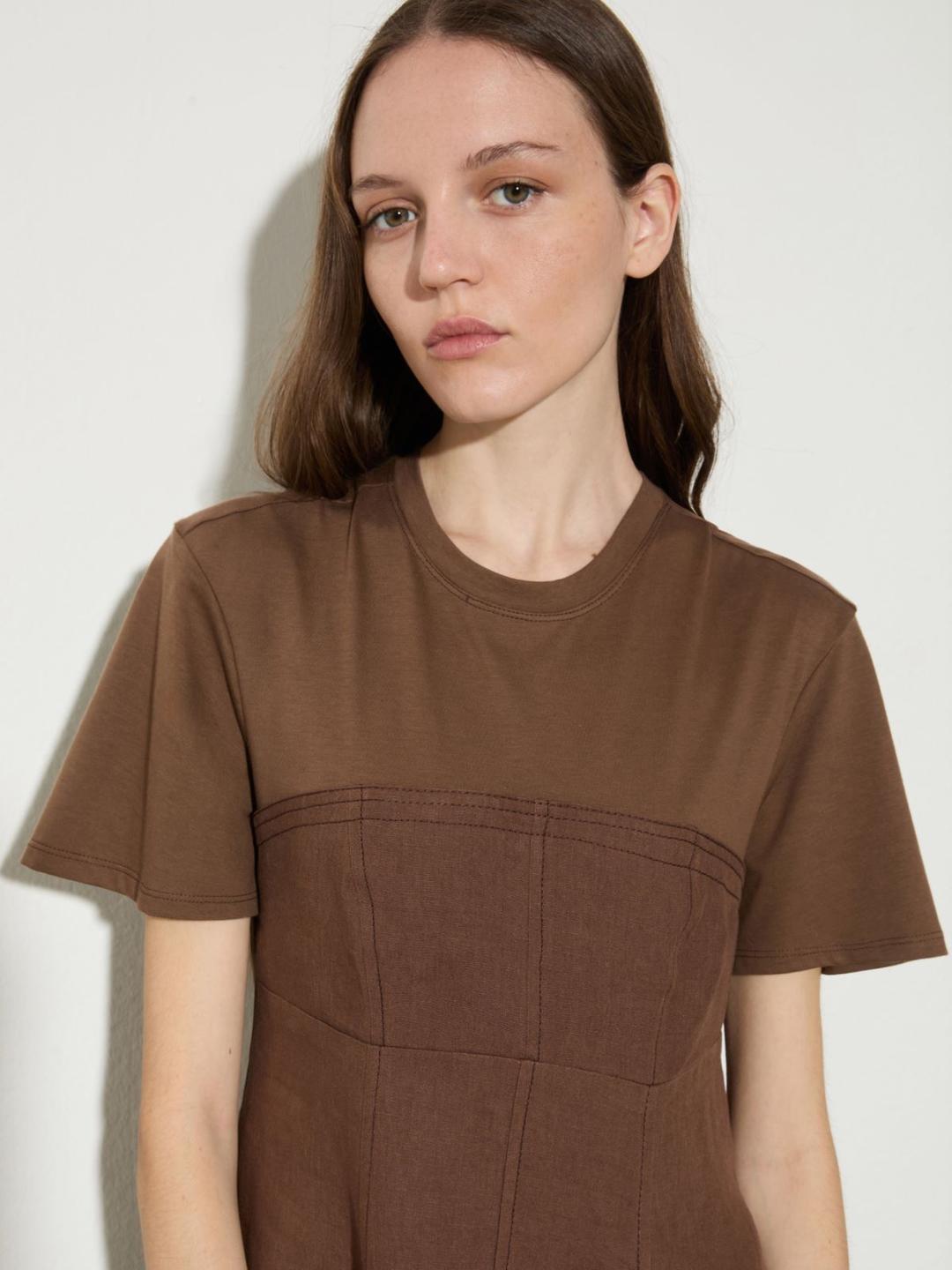 Abito midi in lino e jersey | Max&Co Abito midi in lino e jersey - vista alternativa - 2 | Max&Co