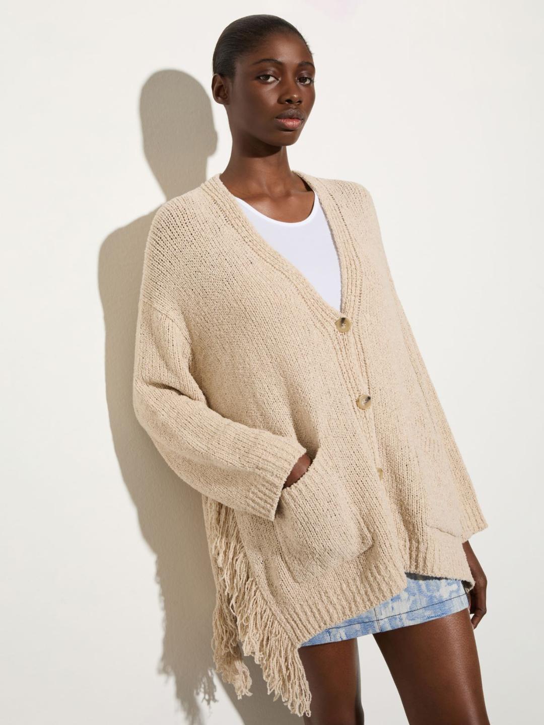 Cardigan bouclé con frange | Max&Co Cardigan bouclé con frange - vista alternativa - 0 | Max&Co
