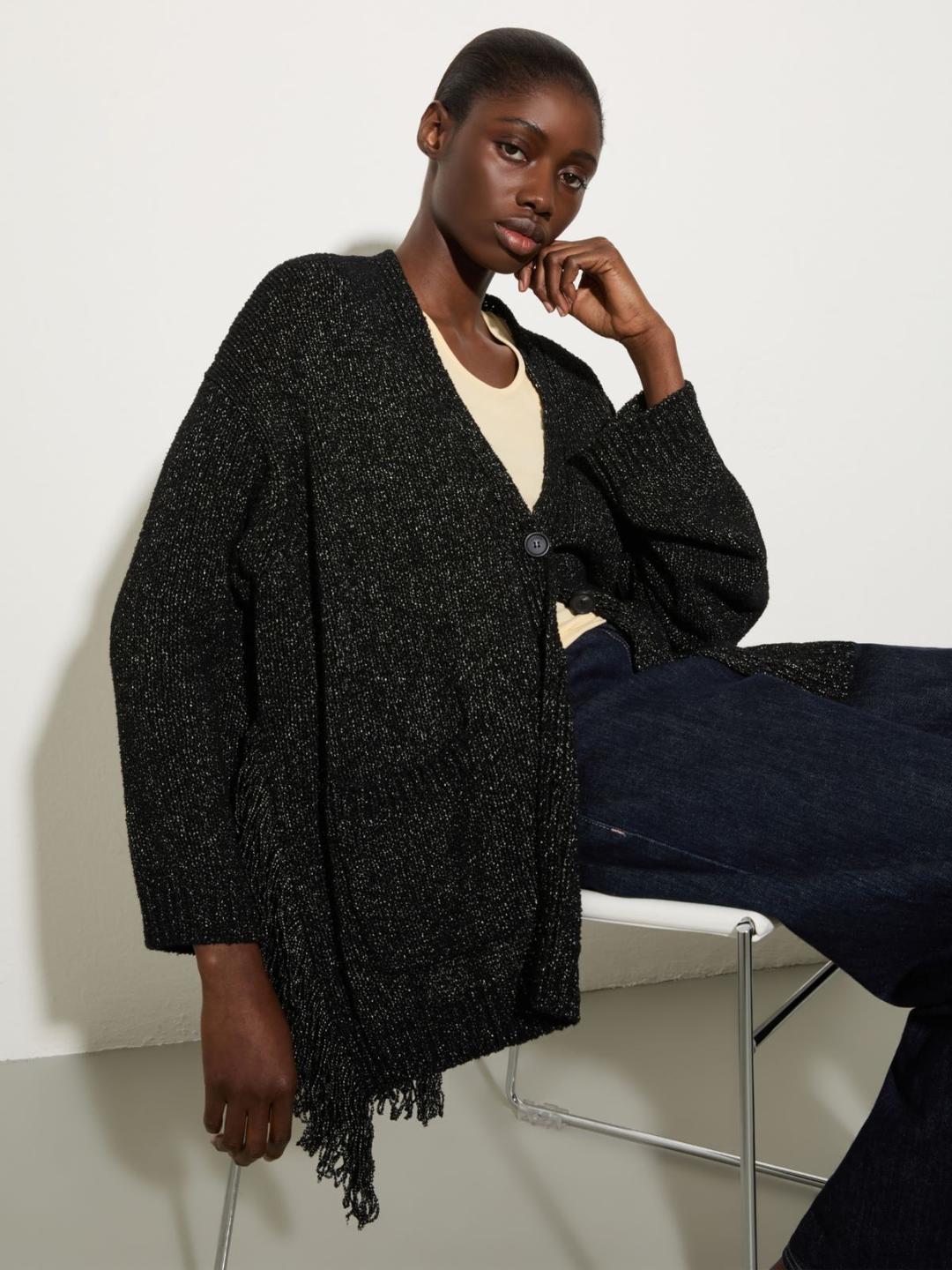 Cardigan bouclé con frange | Max&Co Cardigan bouclé con frange - vista alternativa - 1 | Max&Co