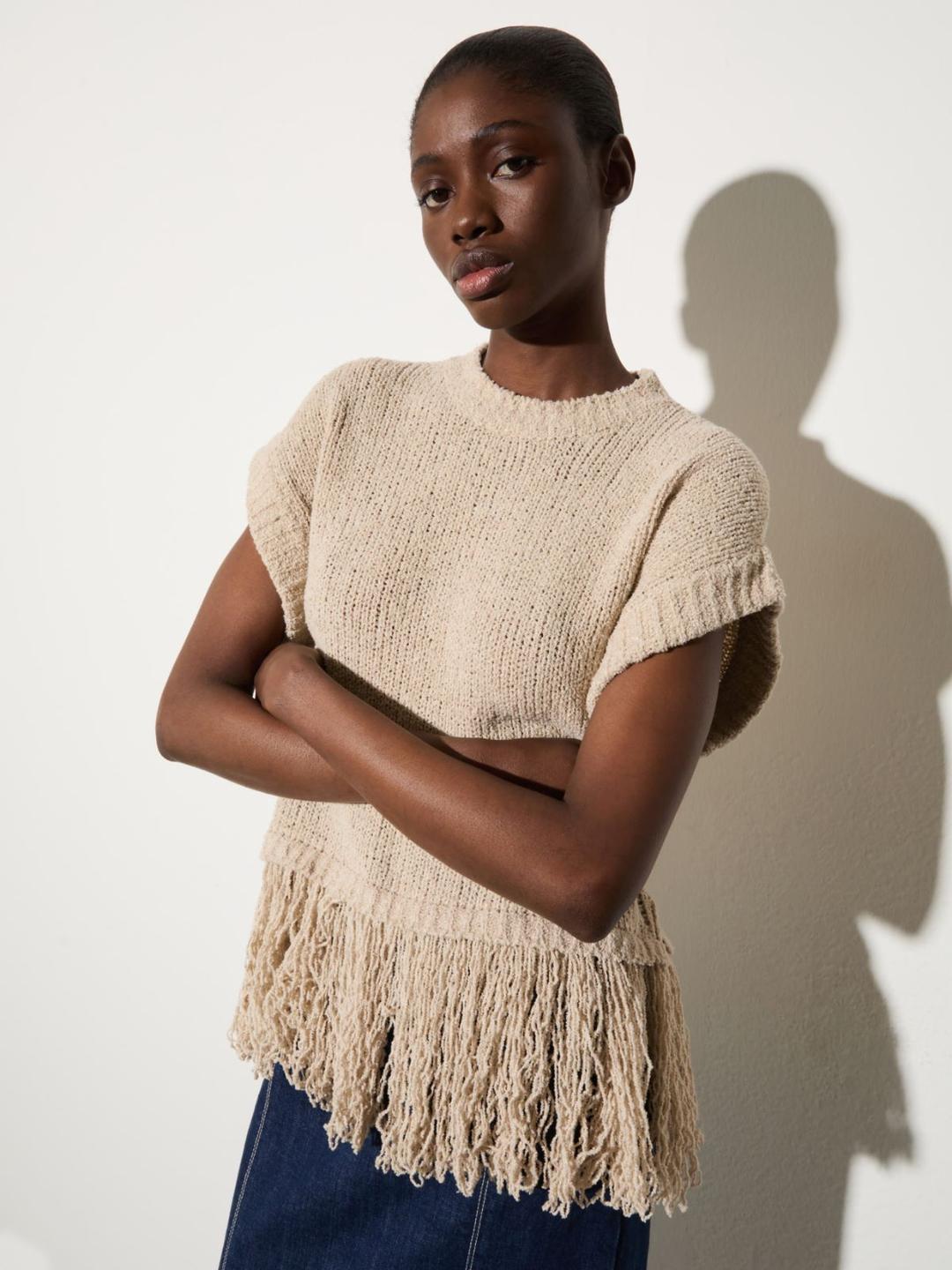 Maglia bouclé con frangia | Max&Co Maglia bouclé con frangia - vista alternativa - 0 | Max&Co