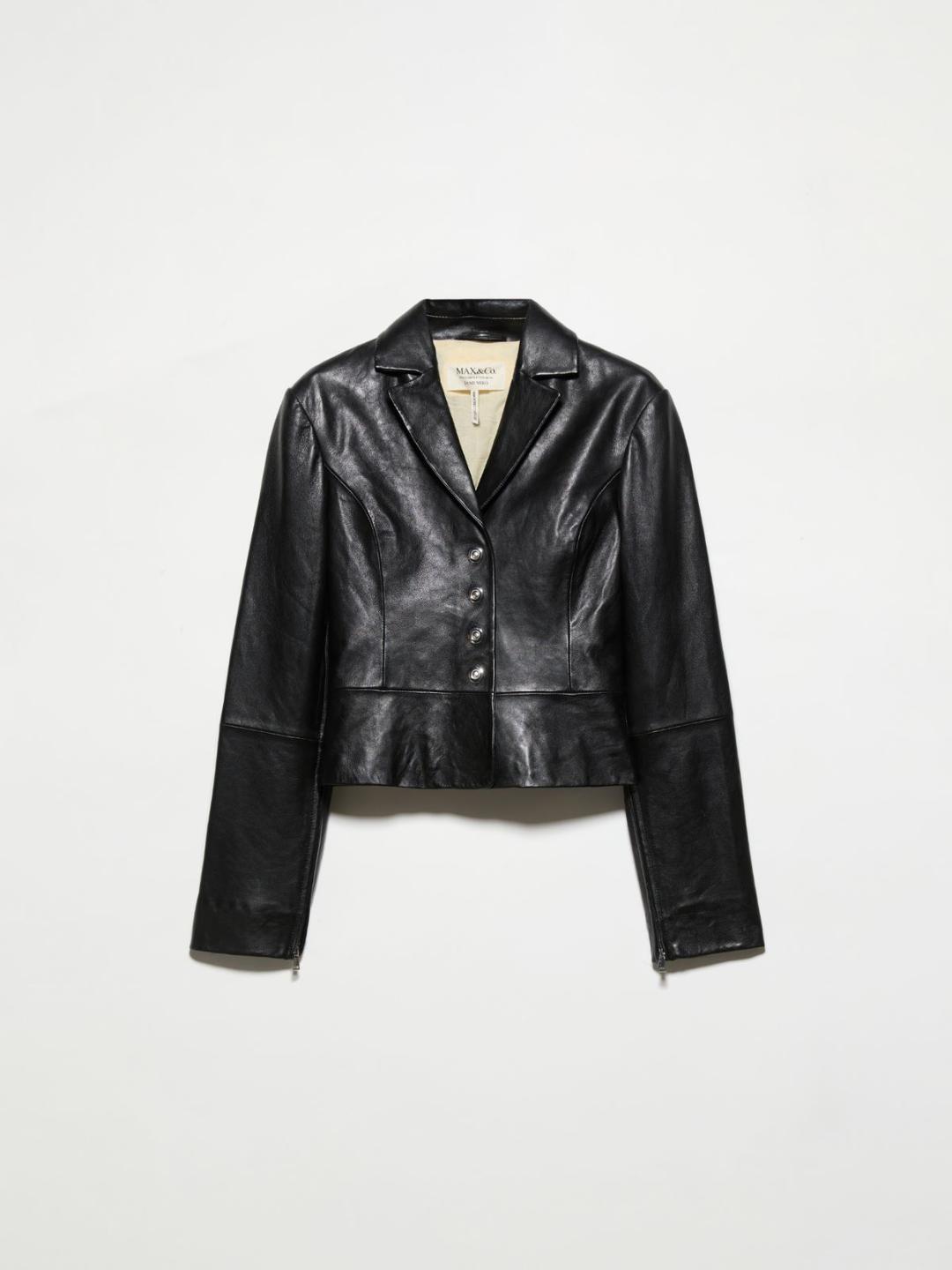Giacca in nappa Sami Miró &Co.llaboration | Max&Co Giacca in nappa nera Sami Miró &Co.llaboration con taglio sartoriale, zip sulle maniche e bottoni a pressione MAX&Co. | Max&Co