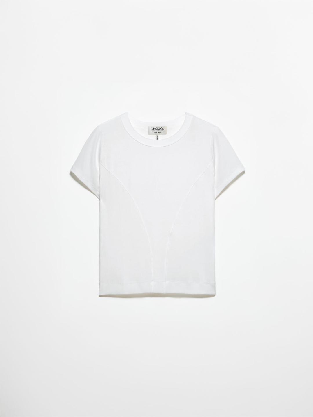 T-shirt a costine Sami Miró &Co.llaboration | Max&Co T-shirt a costine bianca ottica Sami Miró &Co.llaboration in jersey stretch modal con tagli studiati per valorizzare la silhouette. | Max&Co