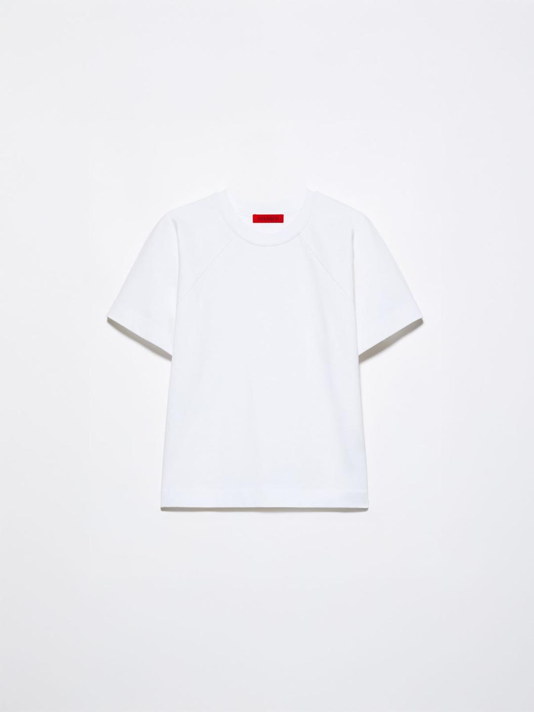 T-shirt in cotone e lino | Max&Co T-shirt bianca ottica in cotone e lino con girocollo e maniche raglan corte, dal fit boxy e linee morbide. | Max&Co