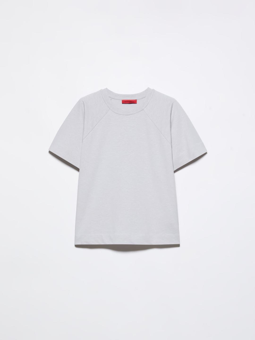 T-shirt in cotone e lino | Max&Co T-shirt grigio chiaro in cotone e lino con girocollo e maniche raglan, caratterizzata da un design pulito e un fit boxy. | Max&Co