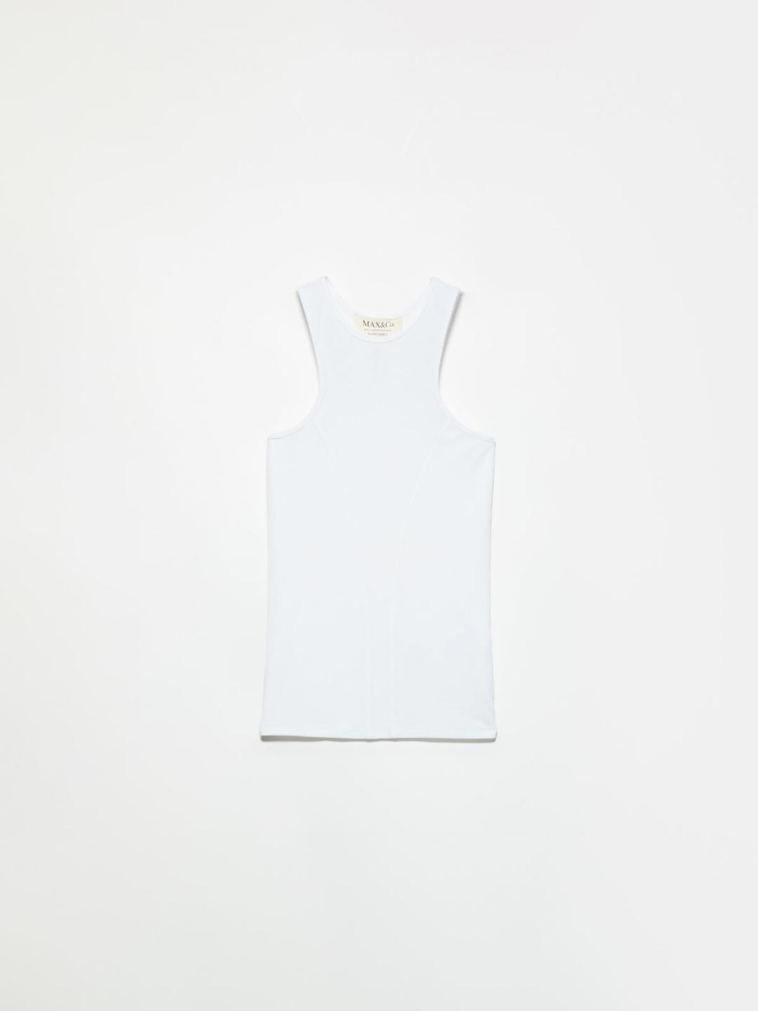 Canotta a costine Sami Miró &Co.llaboration | Max&Co Canotta a costine bianca ottica Sami Miró &Co.llaboration in jersey stretch modal, con taglio a vogatore e fit aderente. | Max&Co