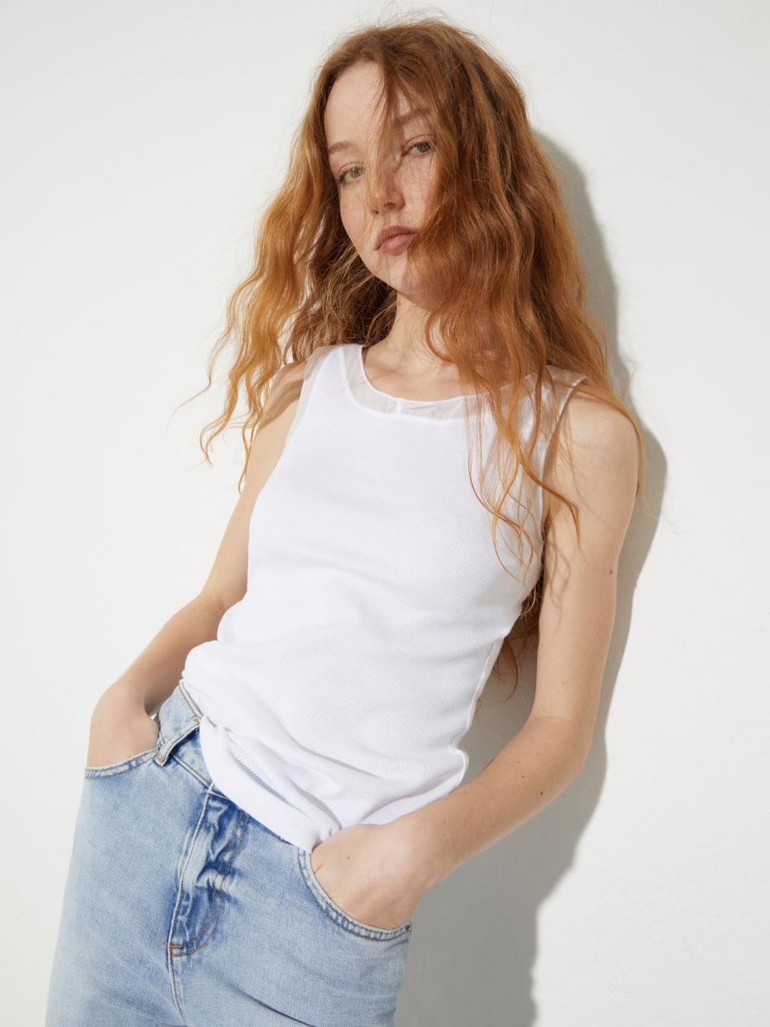 Canotta in cotone a costine | Max&Co Canotta in cotone a costine - vista alternativa - 8 | Max&Co