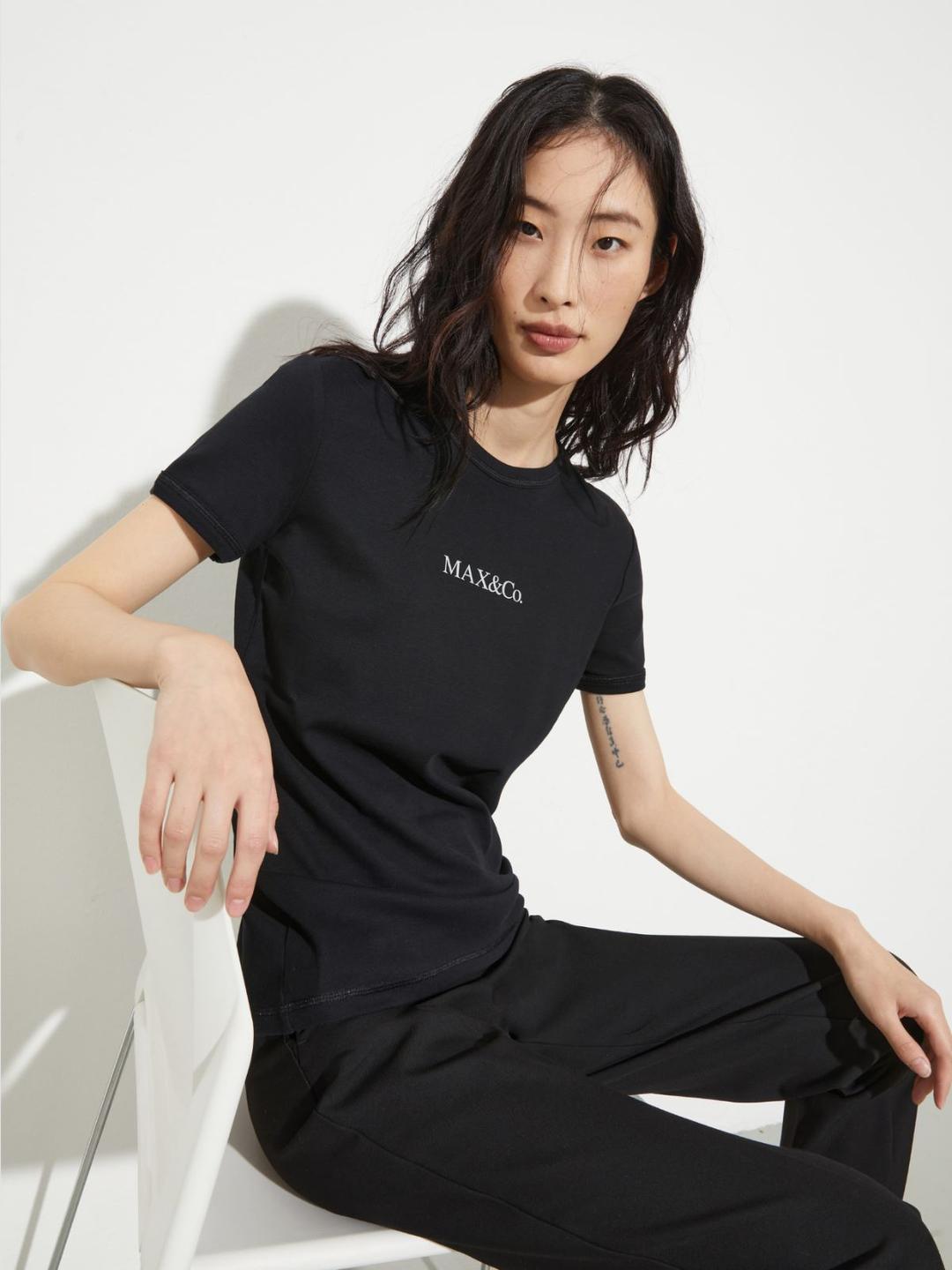 T-shirt slim con logo | Max&Co T-shirt slim con logo - vista alternativa - 1 | Max&Co