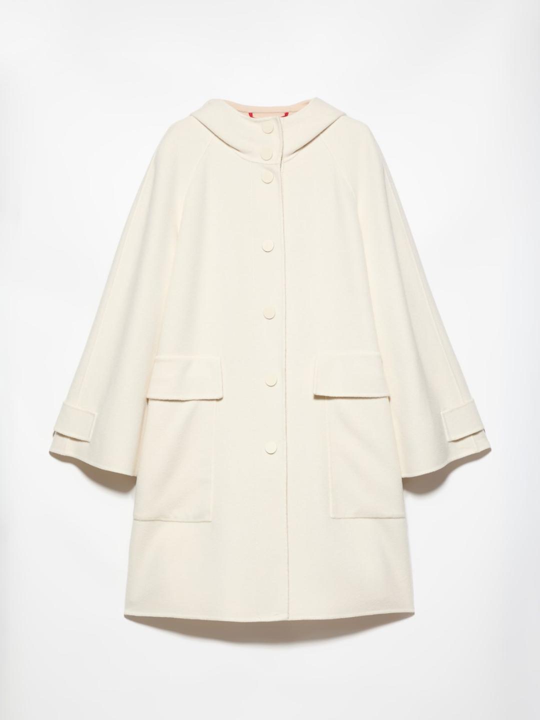 Parka in lana double | Max&Co Parka oversize in lana double bianco panna con cappuccio, maniche raglan, maxi tasche utility e chiusura a bottoni a pressione. | Max&Co