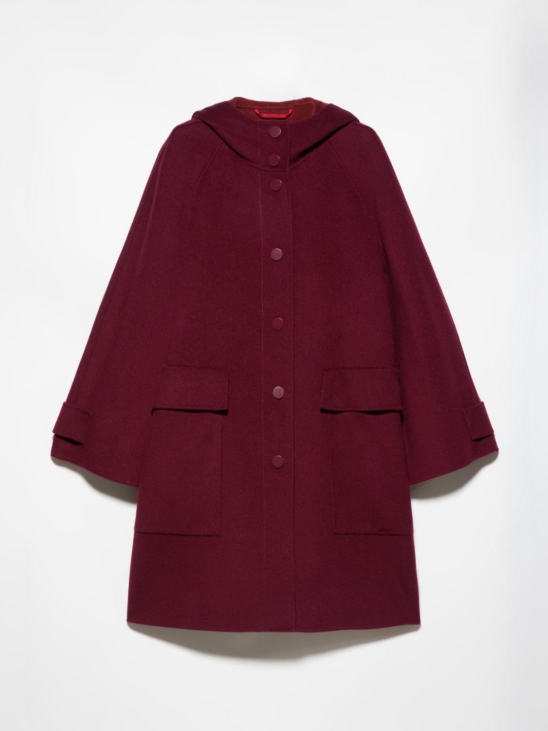 Parka in lana double | Max&Co Parka oversize in lana double color bordeaux con cappuccio, maxi tasche utility e chiusura a bottoni a pressione. | Max&Co