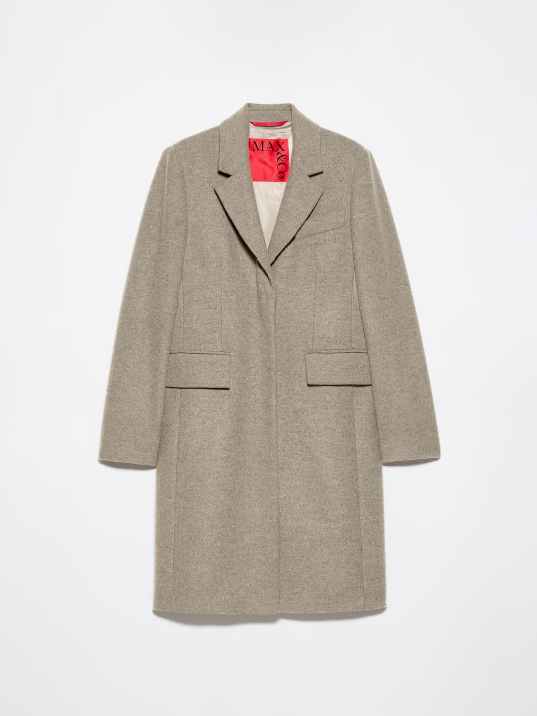 Cappotto monopetto in panno | Max&Co Cappotto monopetto in panno grigio melange con taglio classico d'ispirazione maschile e dettaglio impunturato sul retro. | Max&Co