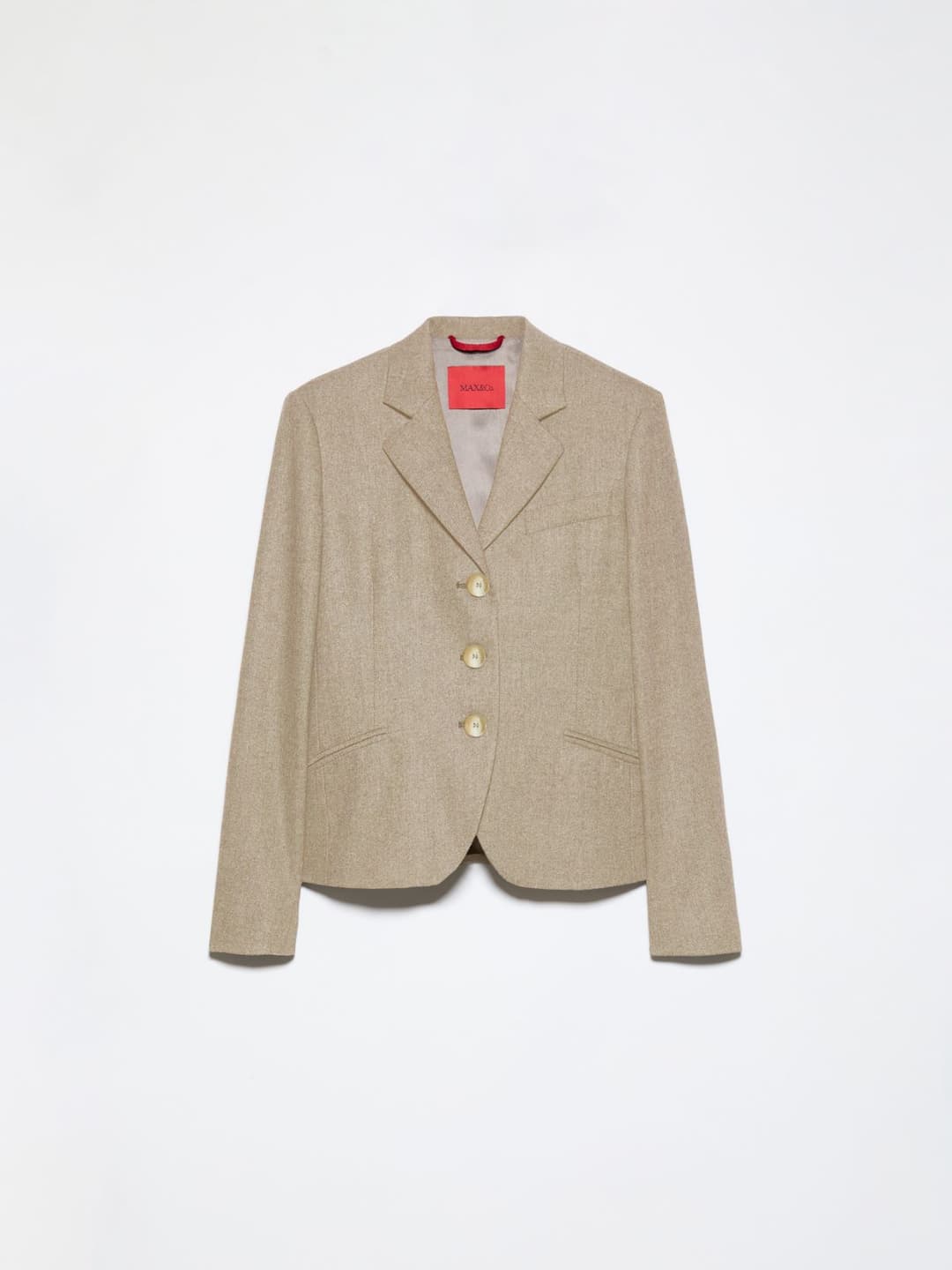 Blazer slim in flanella | Max&Co Blazer slim in flanella grigio melange con taglio monopetto a tre bottoni e spalle leggermente strutturate. | Max&Co