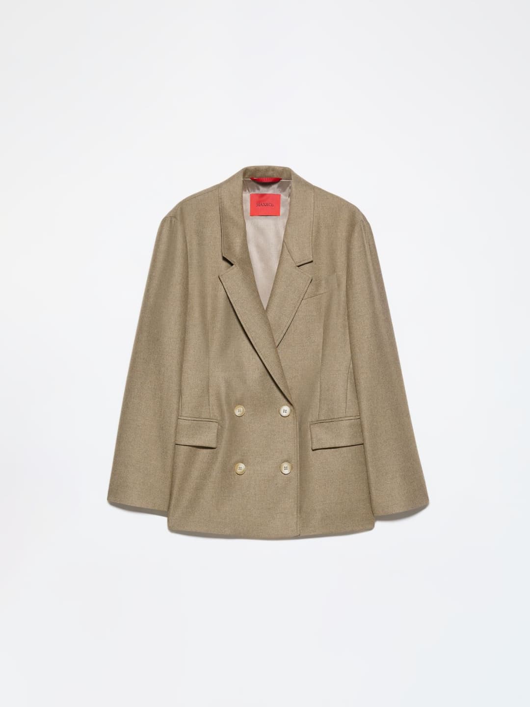 Blazer doppiopetto in flanella | Max&Co Blazer doppiopetto in flanella grigio melange con taglio morbido e bottoni a vista, ideale per un look classico e rilassato. | Max&Co