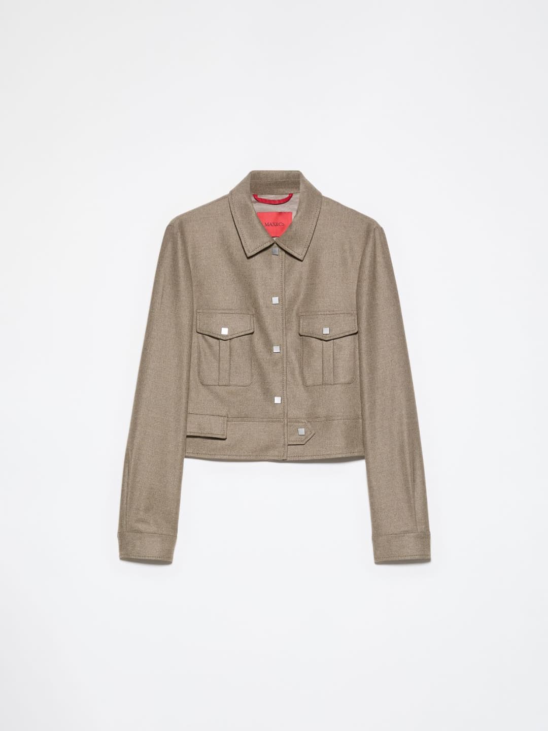 Giacca cropped in flanella | Max&Co Giacca cropped in flanella grigio melange con tasche utility e bottoni a pressione in metallo. | Max&Co