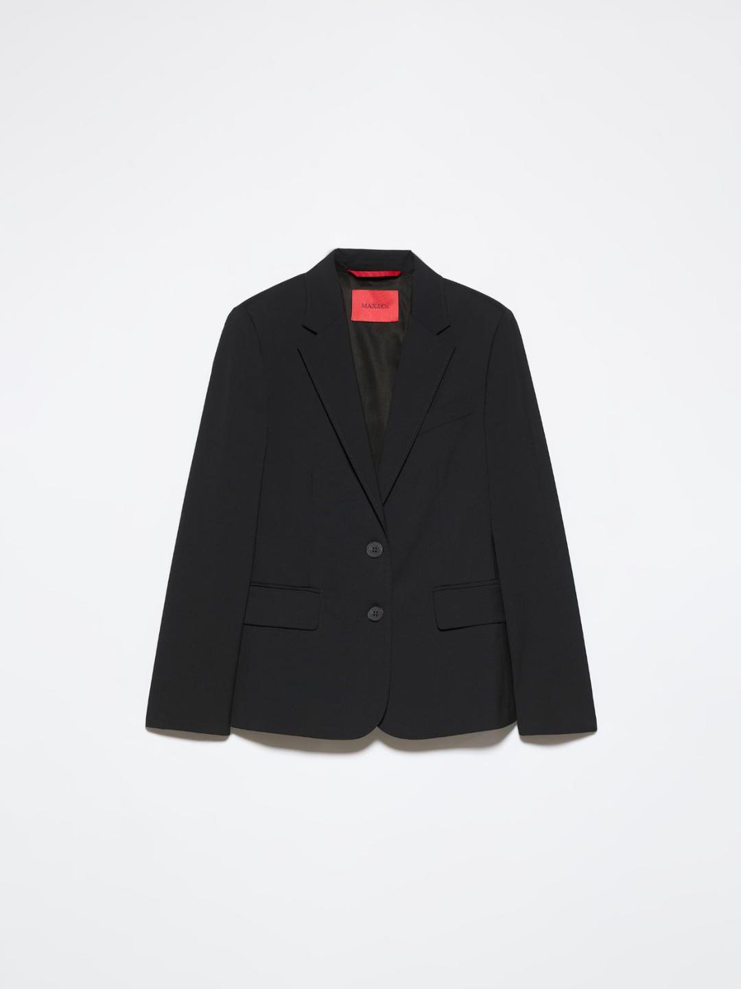 Blazer monopetto slim | Max&Co Blazer monopetto slim nero in viscosa stretch con due bottoni, tasche a pattina e spacchetti ai polsi. | Max&Co