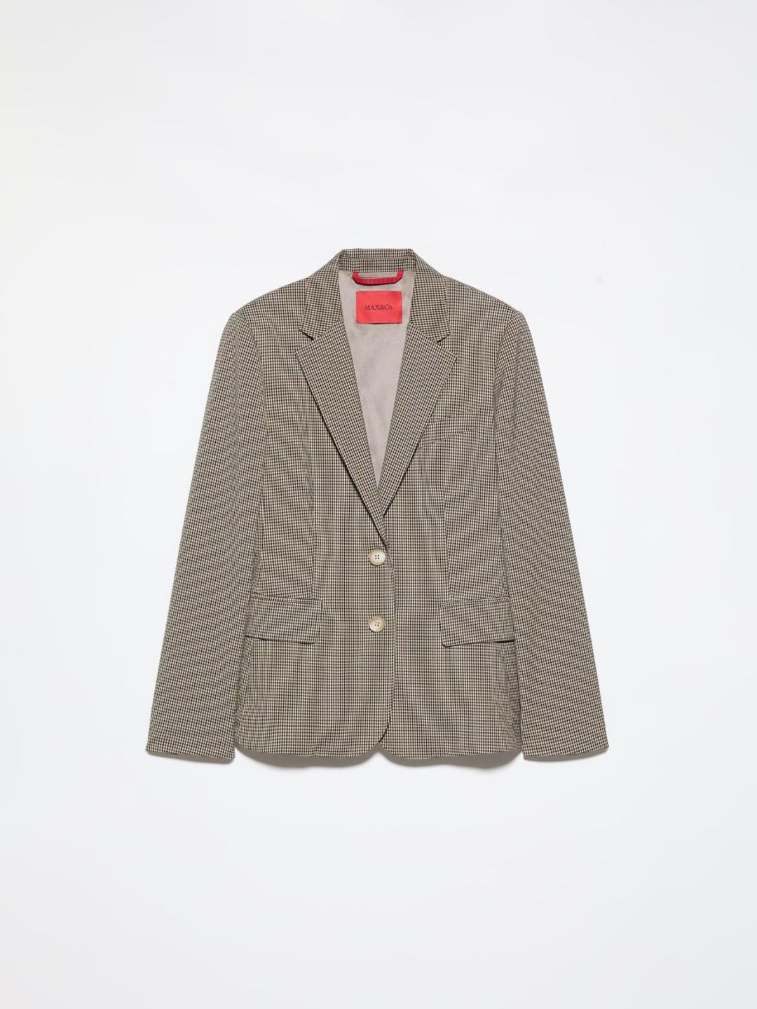 Blazer monopetto slim | Max&Co Blazer monopetto slim beige con microfantasia a quadretti, due bottoni e tasche a pattina, ideale per un look sartoriale classico. | Max&Co