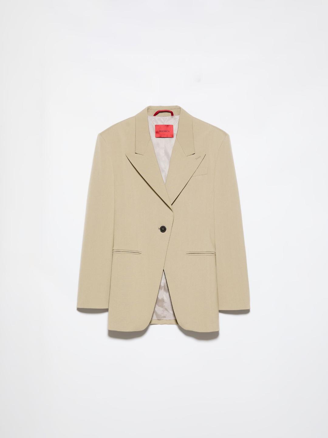 Blazer monopetto a un bottone | Max&Co Blazer monopetto a un bottone color tortora in viscosa stretch, con spalle strutturate e ampi revers a lancia. | Max&Co
