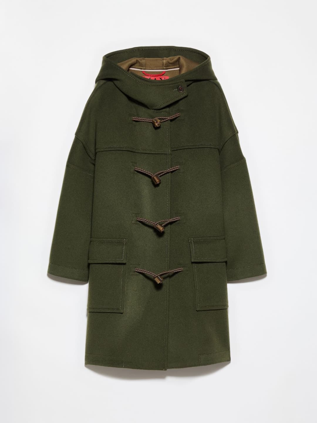 Montgomery in blend di lana | Max&Co Montgomery in blend di lana color oliva dal taglio oversize strutturato, con cappuccio, alamari e tasche applicate sul davanti. | Max&Co