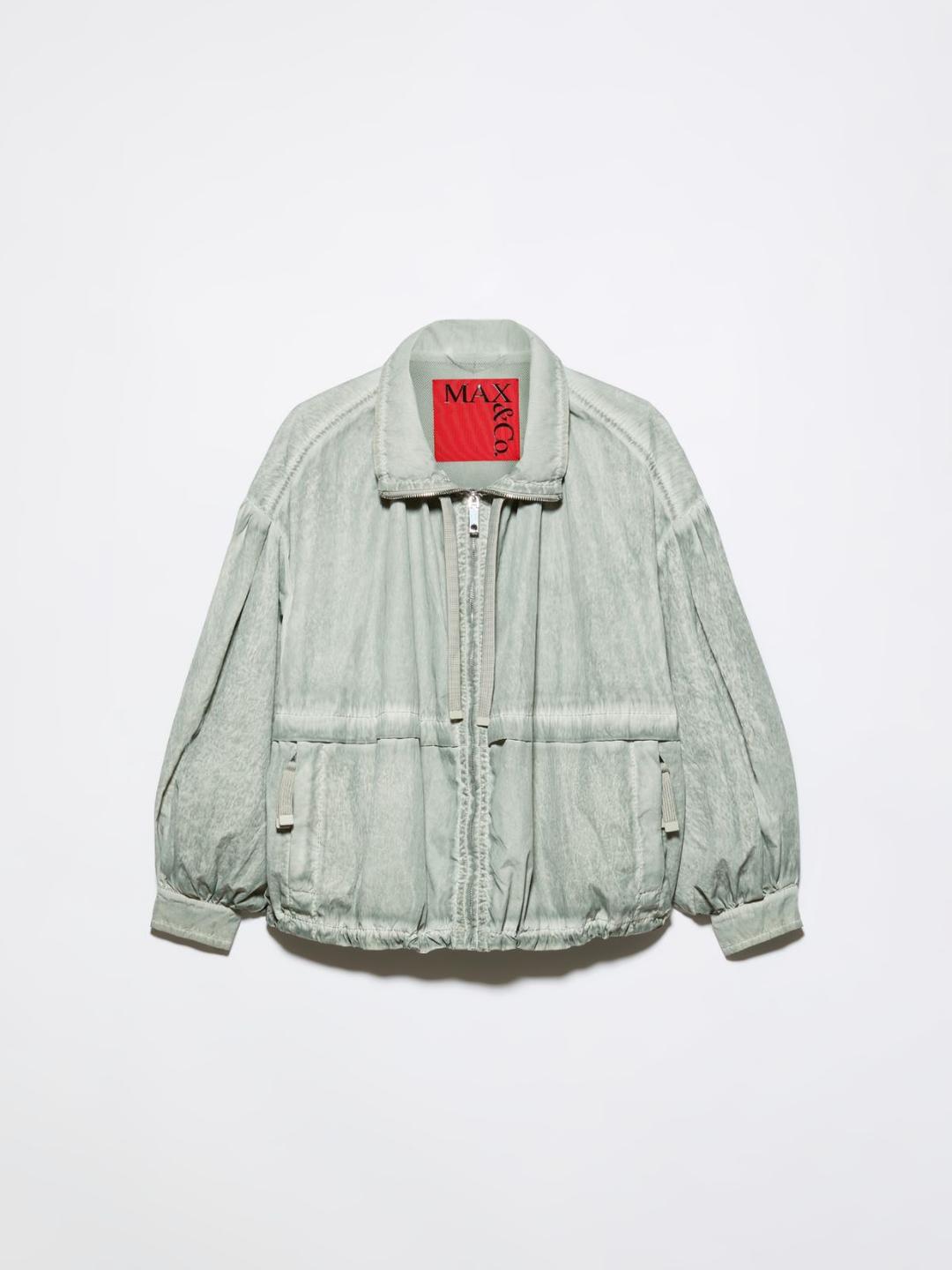 Bomber oversize in nylon | Max&Co Bomber oversize in nylon tinto in capo con effetto materico e colletto risvoltabile, caratterizzato da spalle scese e maniche balloon. | Max&Co
