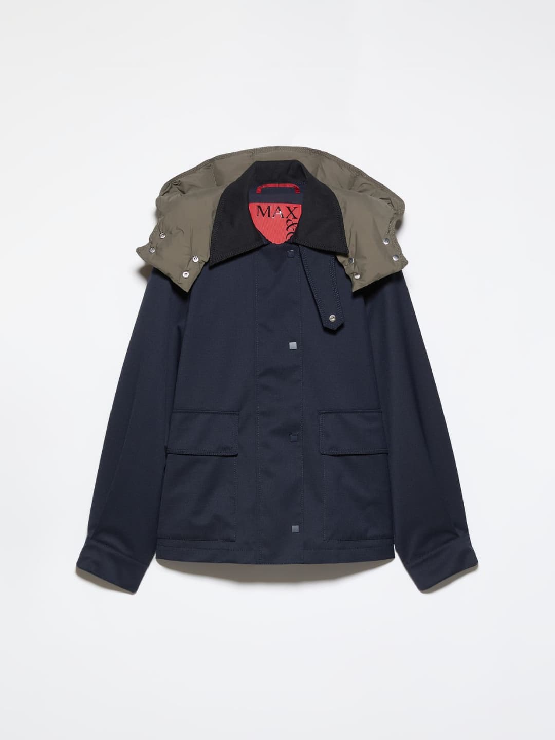 Barn jacket in gabardine | Max&Co Barn jacket blu notte in gabardine di lana con cappuccio staccabile imbottito e dettagli iconici MAX&Co. | Max&Co