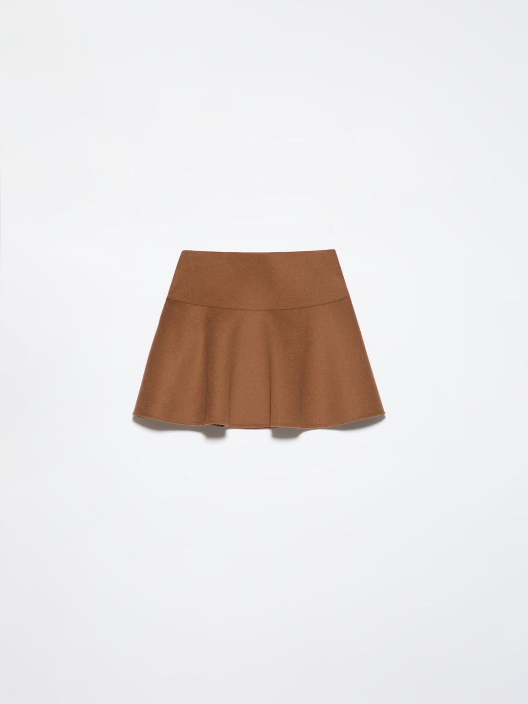Minigonna in lana double | Max&Co Minigonna in lana double color cannella con volumi ondulati e rivetto in vita, perfetta per l'inverno. | Max&Co