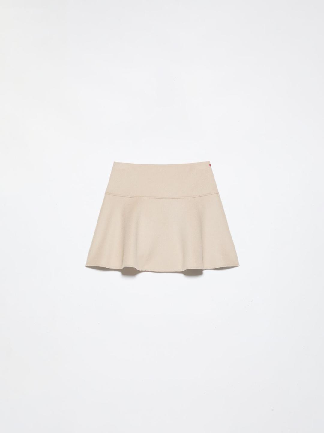 Minigonna in lana double | Max&Co Minigonna in lana double beige con volumi ondulati, rivetto in vita e zip invisibile al fianco. | Max&Co