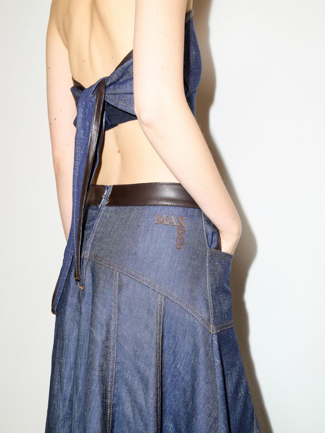 Gonna in denim di cotone e lino | Max&Co Gonna in denim di cotone e lino - vista alternativa - 8 | Max&Co