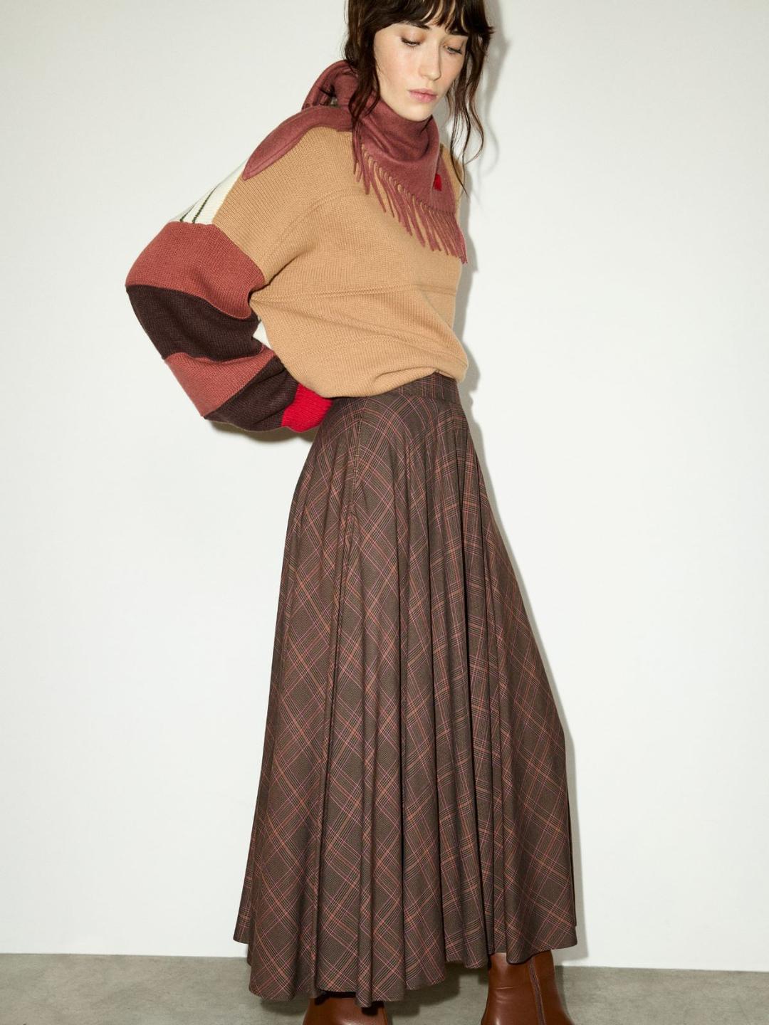 Gonna midi a disegno check | Max&Co Gonna midi a disegno check - vista alternativa - 4 | Max&Co