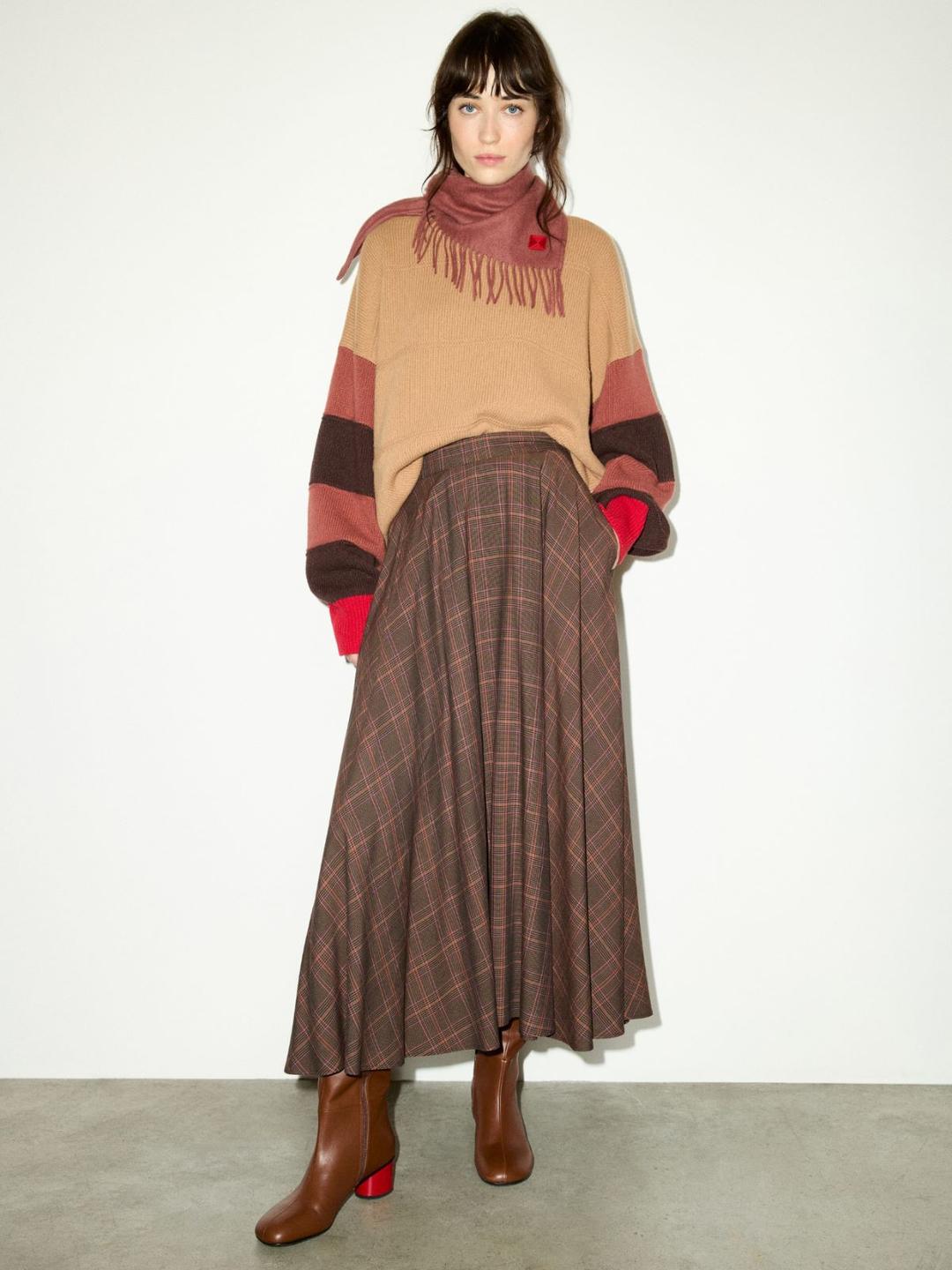 Gonna midi a disegno check | Max&Co Gonna midi a disegno check - vista alternativa - 4 | Max&Co