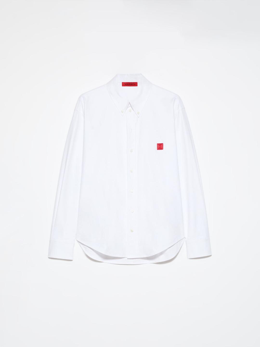 Camicia in cotone Oxford | Max&Co Camicia in cotone Oxford bianco ottico con collo button down e iconico red square MAX&Co. applicato sul davanti. | Max&Co