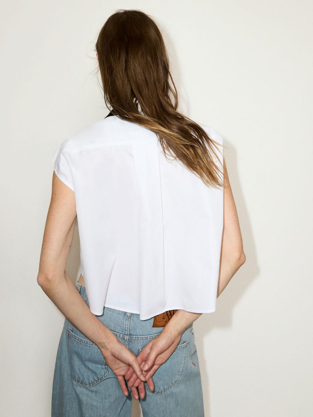 Camicia cropped con plastron | Max&Co Camicia cropped con plastron - vista alternativa - 1 | Max&Co