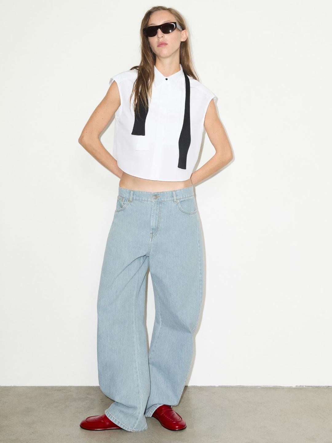 Camicia cropped con plastron | Max&Co Camicia cropped con plastron - vista alternativa - 1 | Max&Co