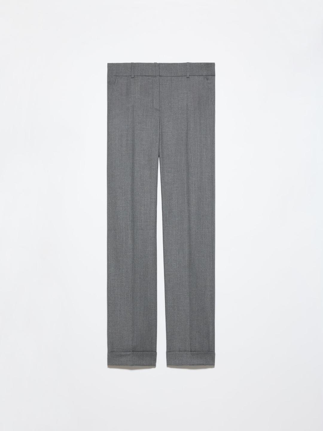Pantaloni in blend di lana | Max&Co Pantaloni sartoriali grigio melange in blend di lana stretch con taglio straight leg e risvolto al fondo. | Max&Co