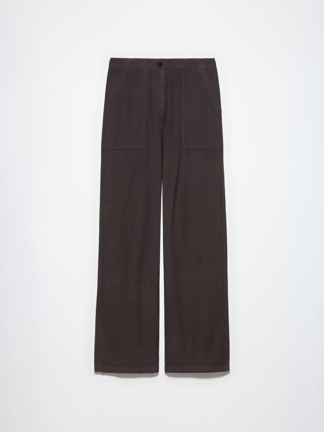 Pantaloni a texture fiammata | Max&Co Pantaloni a gamba dritta in cotone testa di moro con texture fiammata e vita regolare, caratterizzati da tasche applicate e utility. | Max&Co