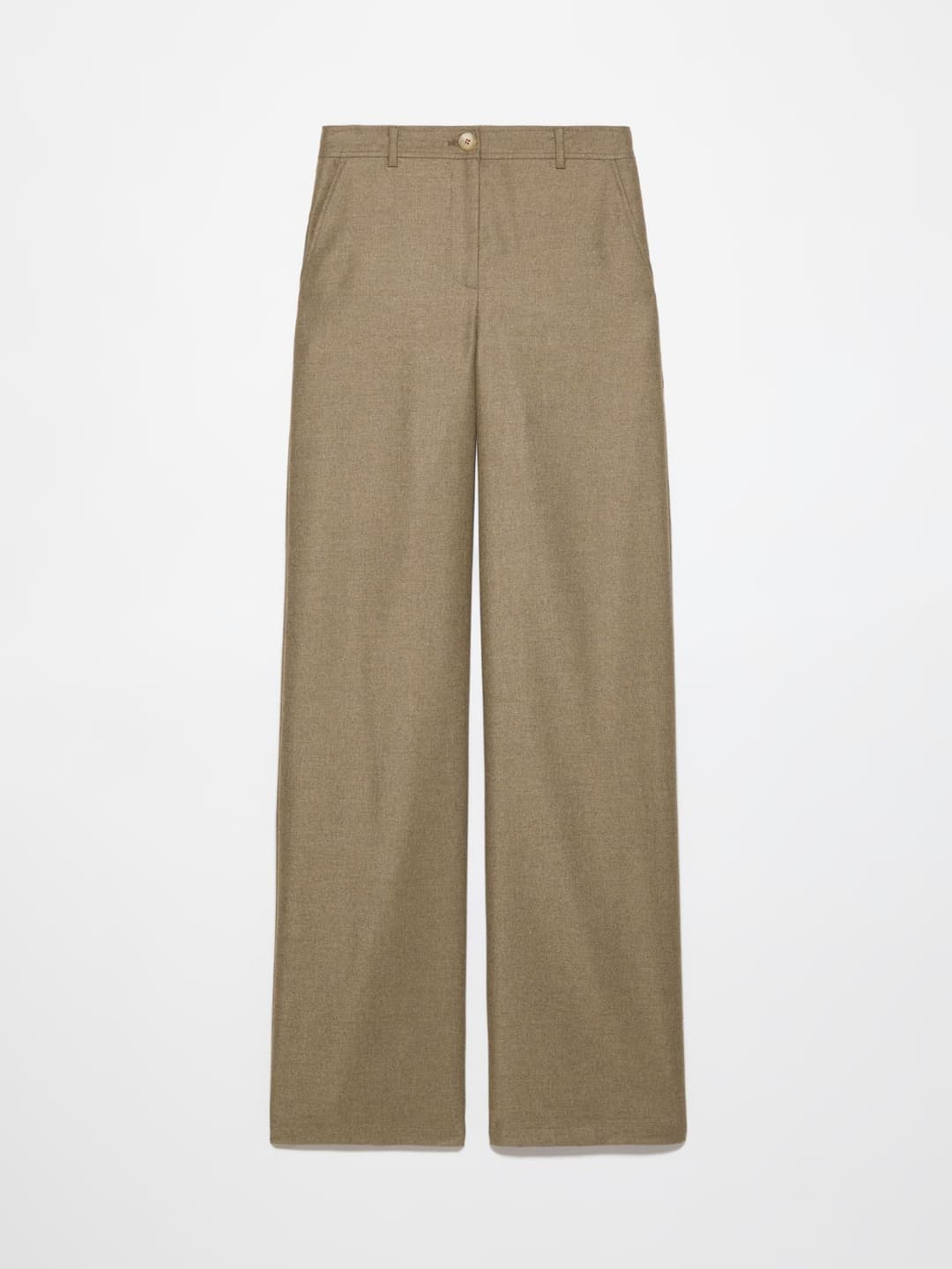 Pantaloni ampi in flanella | Max&Co Pantaloni ampi in flanella grigio melange con gamba dritta, vita regolare e tasche alla francese. | Max&Co