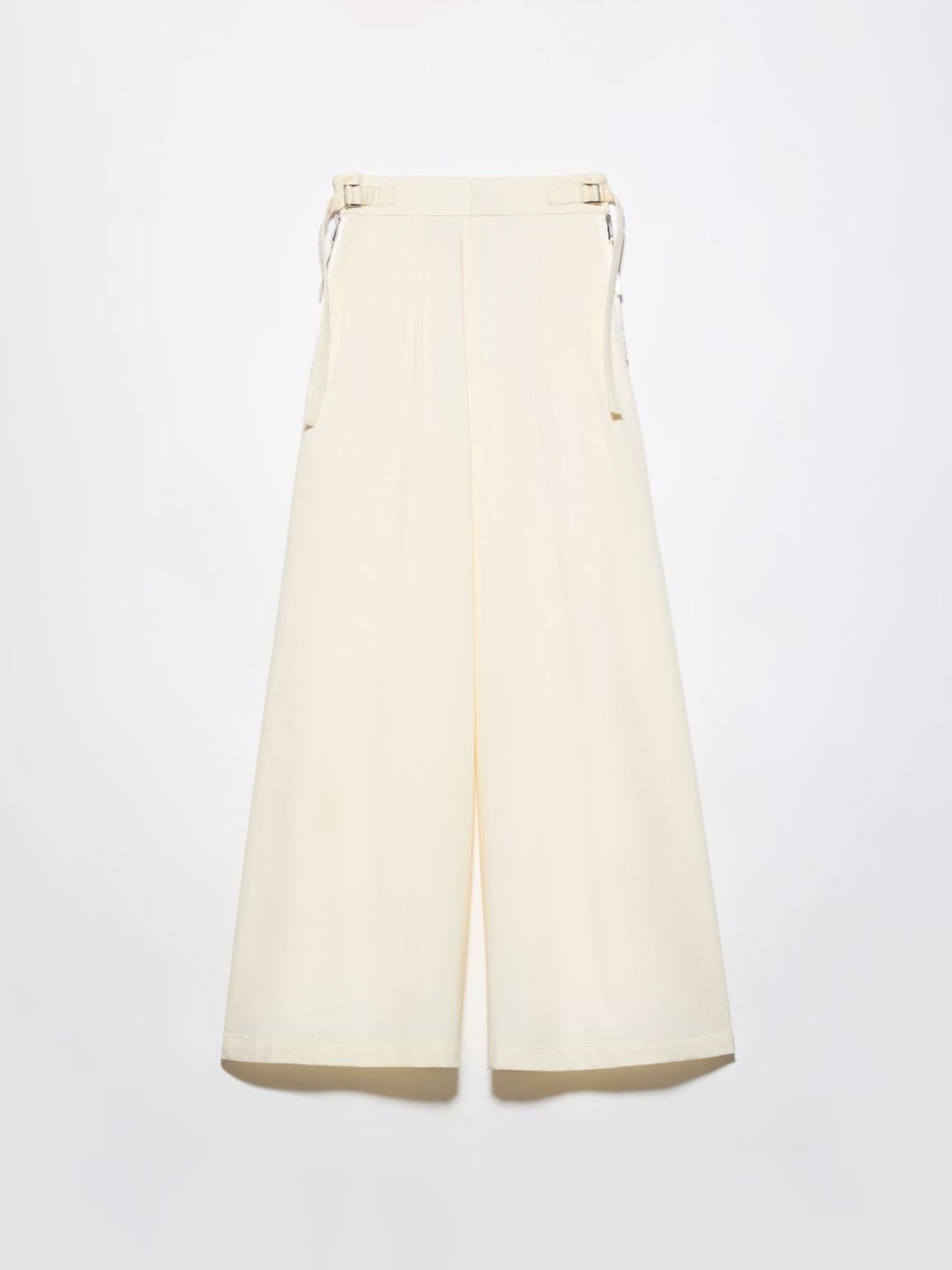 Pantaloni extra-wide in cotone | Max&Co Pantaloni extra-wide bianchi in puro cotone organico con vita regolare e cinturini regolabili ai fianchi. | Max&Co