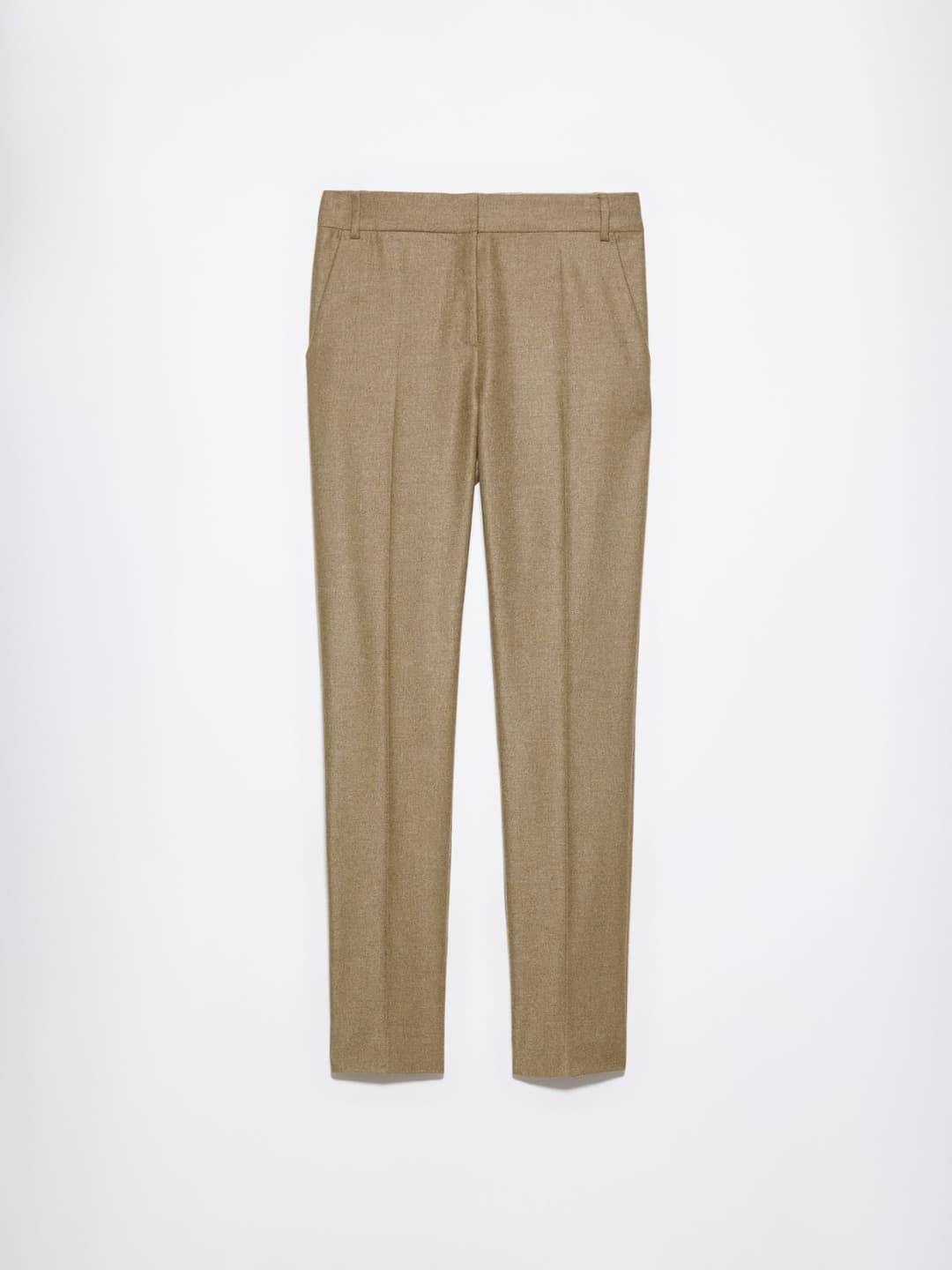 Pantaloni slim in flanella | Max&Co Pantaloni slim in flanella grigio melange con gamba affusolata, vita regolare e piega stirata, realizzati in blend di lana stretch. | Max&Co