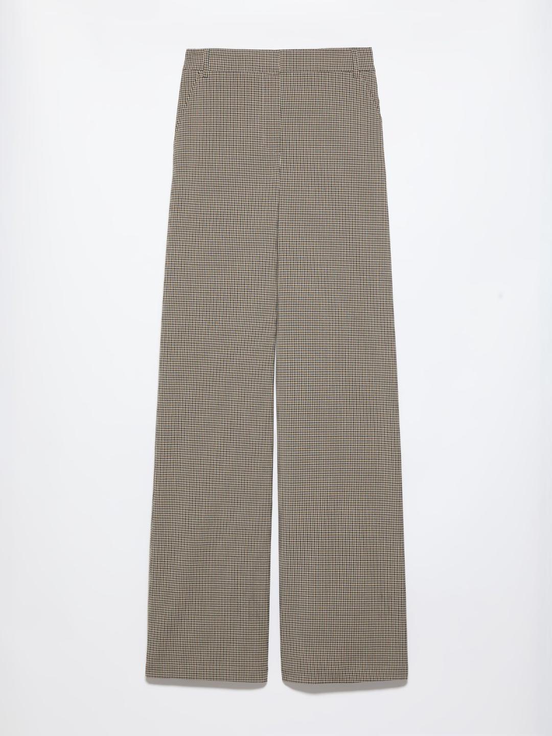 Pantaloni sartoriali ampi | Max&Co Pantaloni sartoriali ampi beige con fantasia a quadretti sottili, vita regolare con passanti ed elastico interno, gamba dritta e tasche alla francese. | Max&Co
