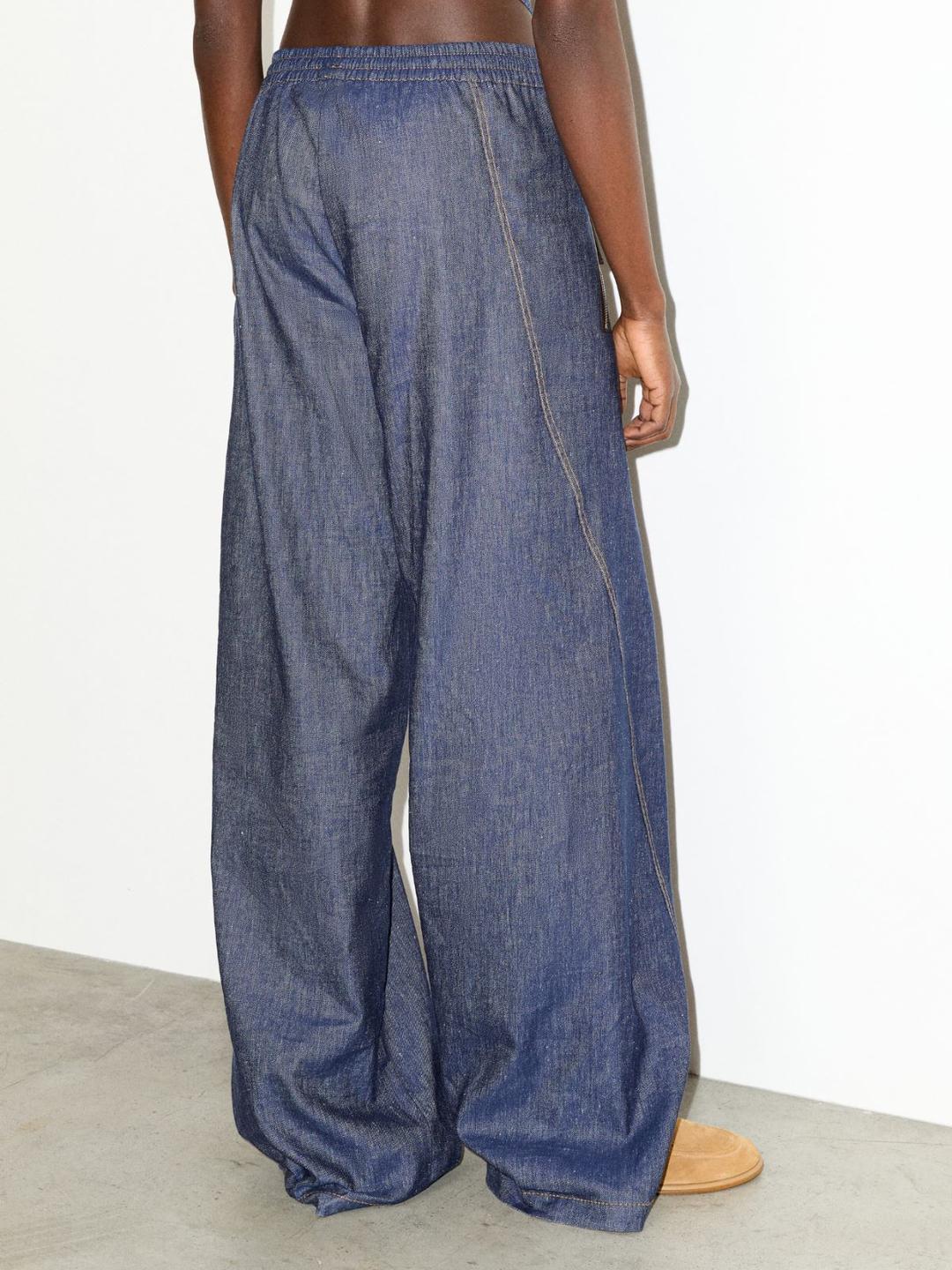 Joggers in denim di cotone e lino | Max&Co Joggers in denim di cotone e lino - vista alternativa - 0 | Max&Co