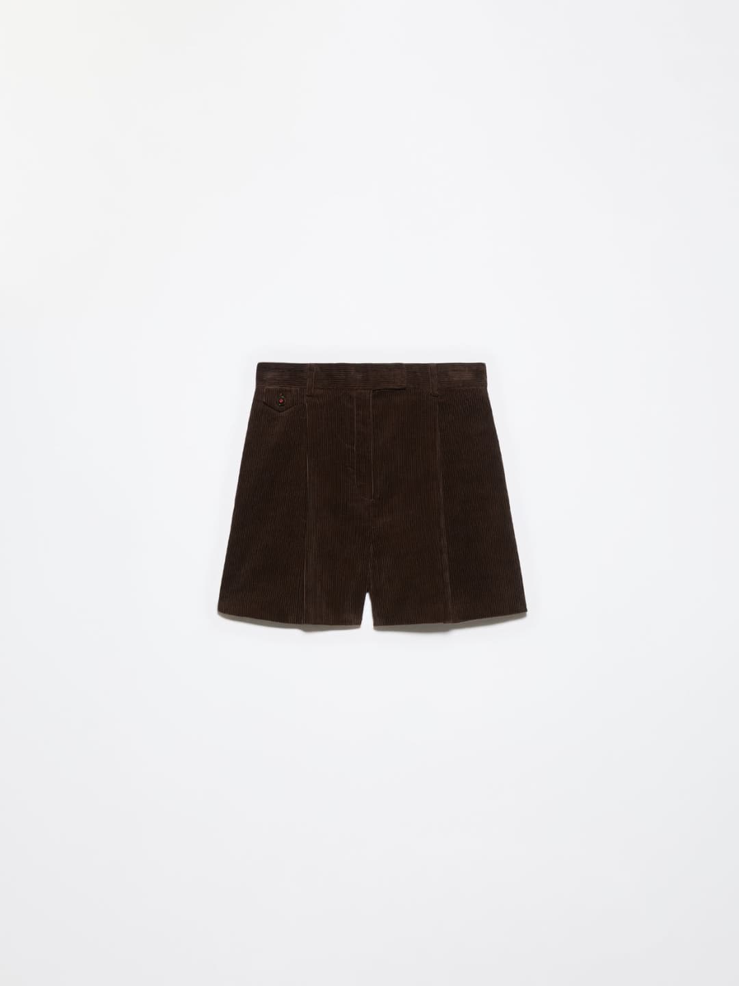 Shorts in velluto a coste | Max&Co Shorts in velluto a coste testa di moro con vita regolare, passanti, pieghe stirate e dettaglio di pattina con bottone sul davanti. | Max&Co