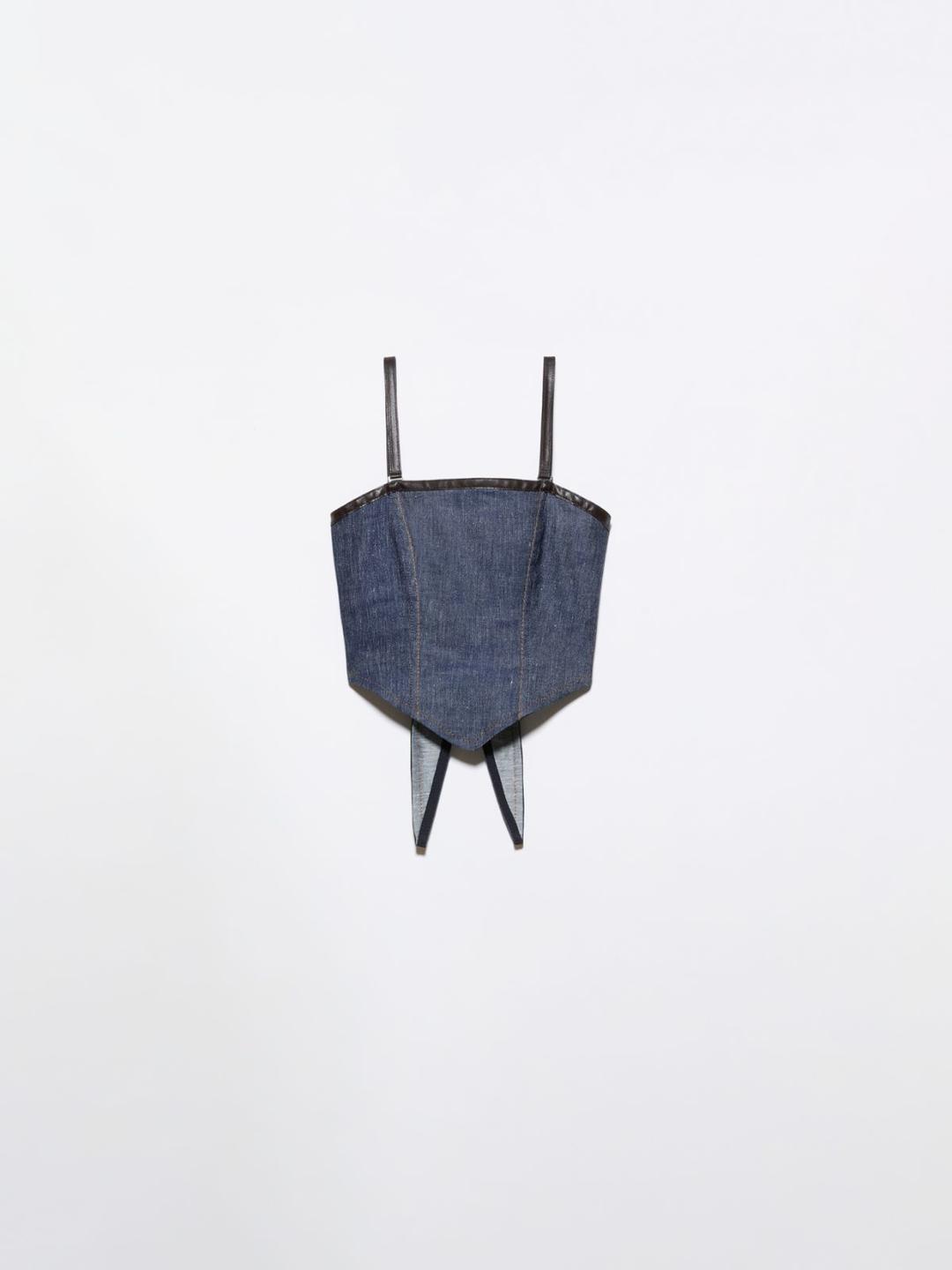 Top in denim di cotone e lino | Max&Co Top in denim di cotone e lino | Max&Co